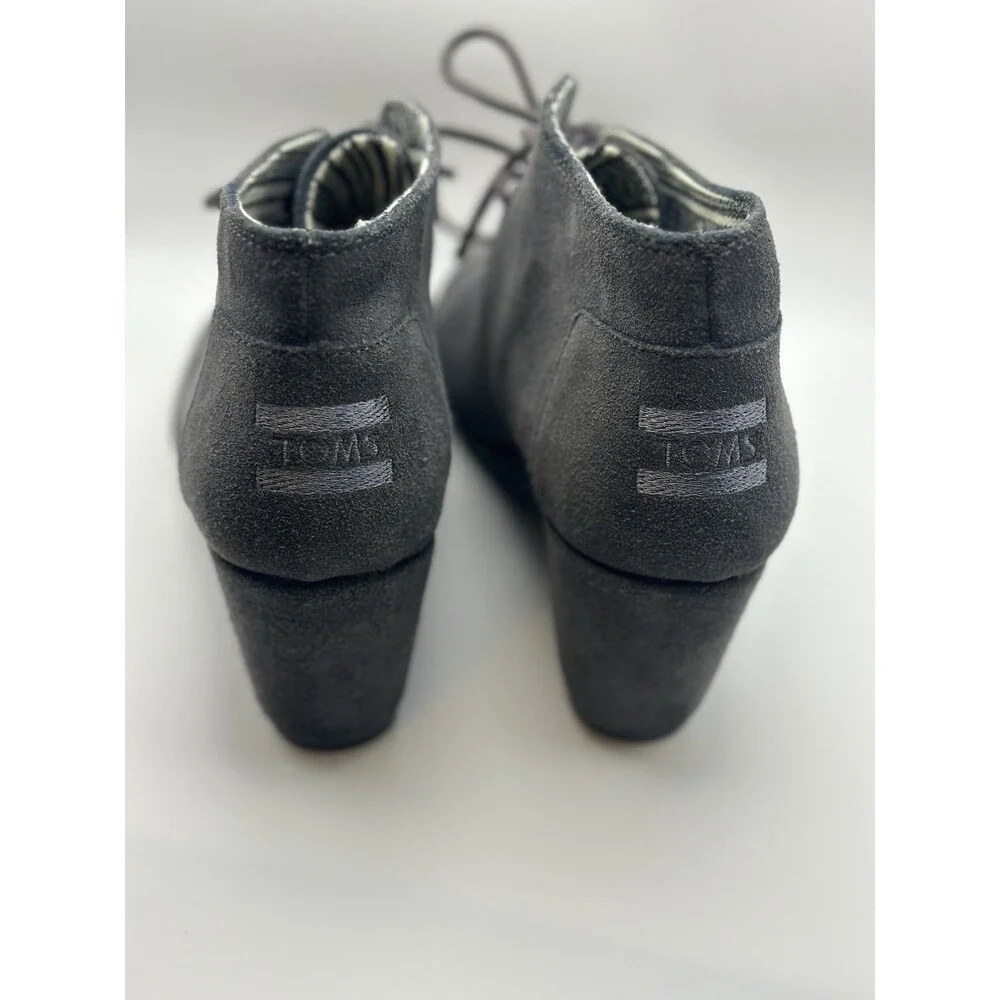 Toms Women’s 7 Suede Boot Forged Iron Gray Desert Wedge Kala Wedge Bootie